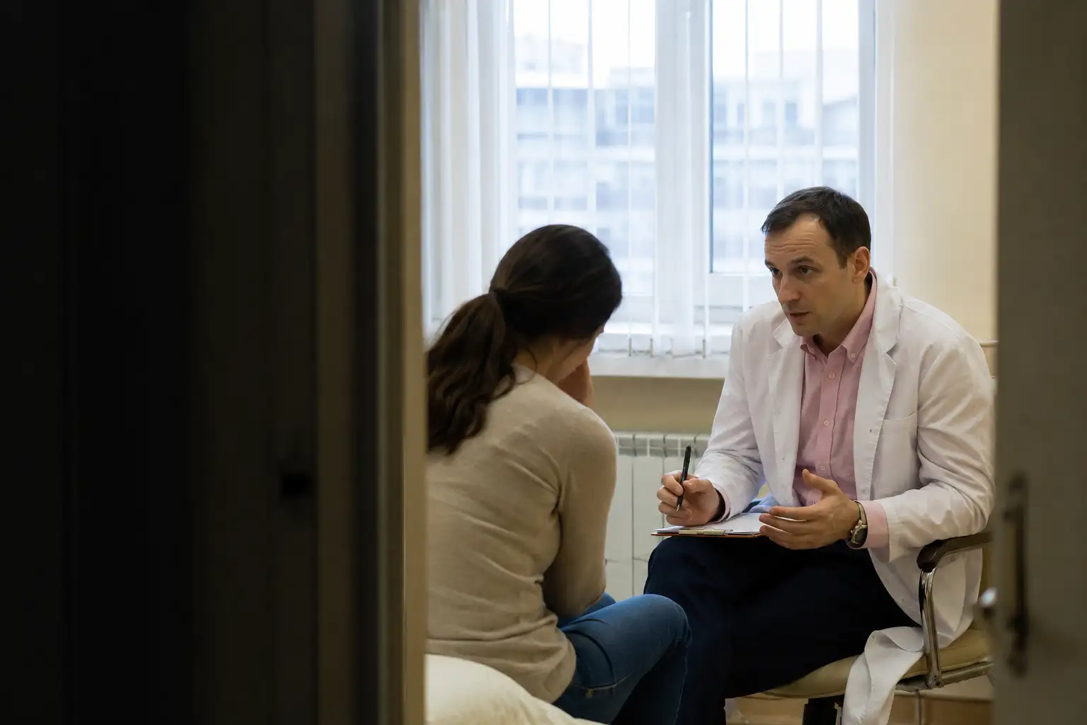 Нарколог консультирует пациента по теме кодирования SIT